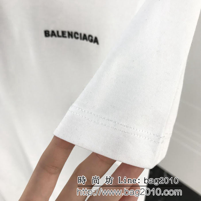 BALENCIAGA巴黎世家  19早春新款 刺繡彩旗 純棉男款白色短袖 ydi1764